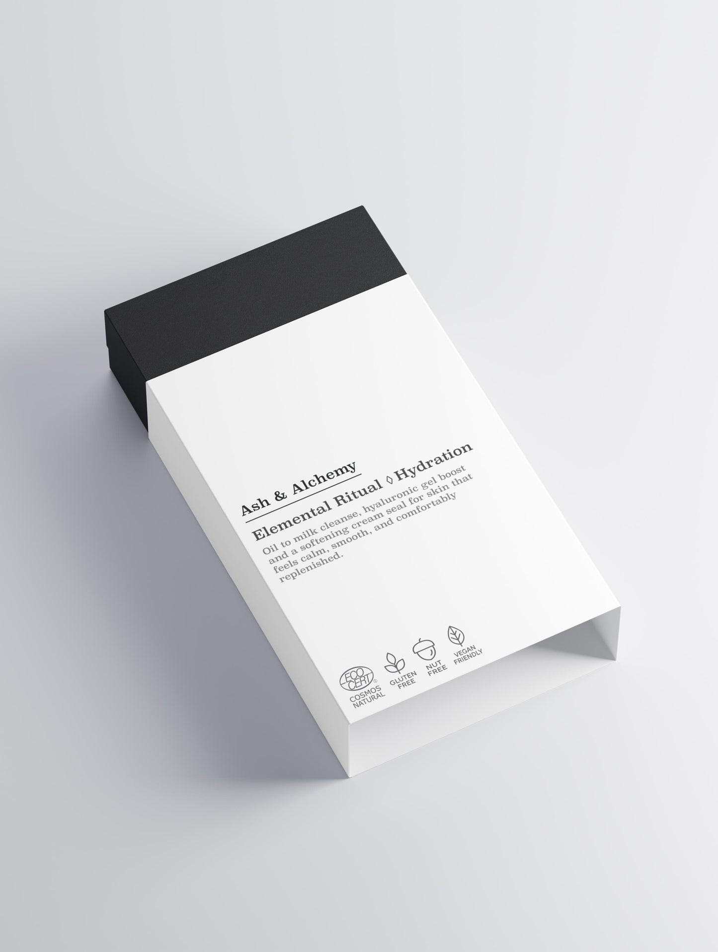 Elemental Ritual Hydration product packaging — men's moisturising system by Ash & Alchemy